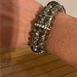 Chunky Gray Crystal & Rhinestone stretchy Bracelet.